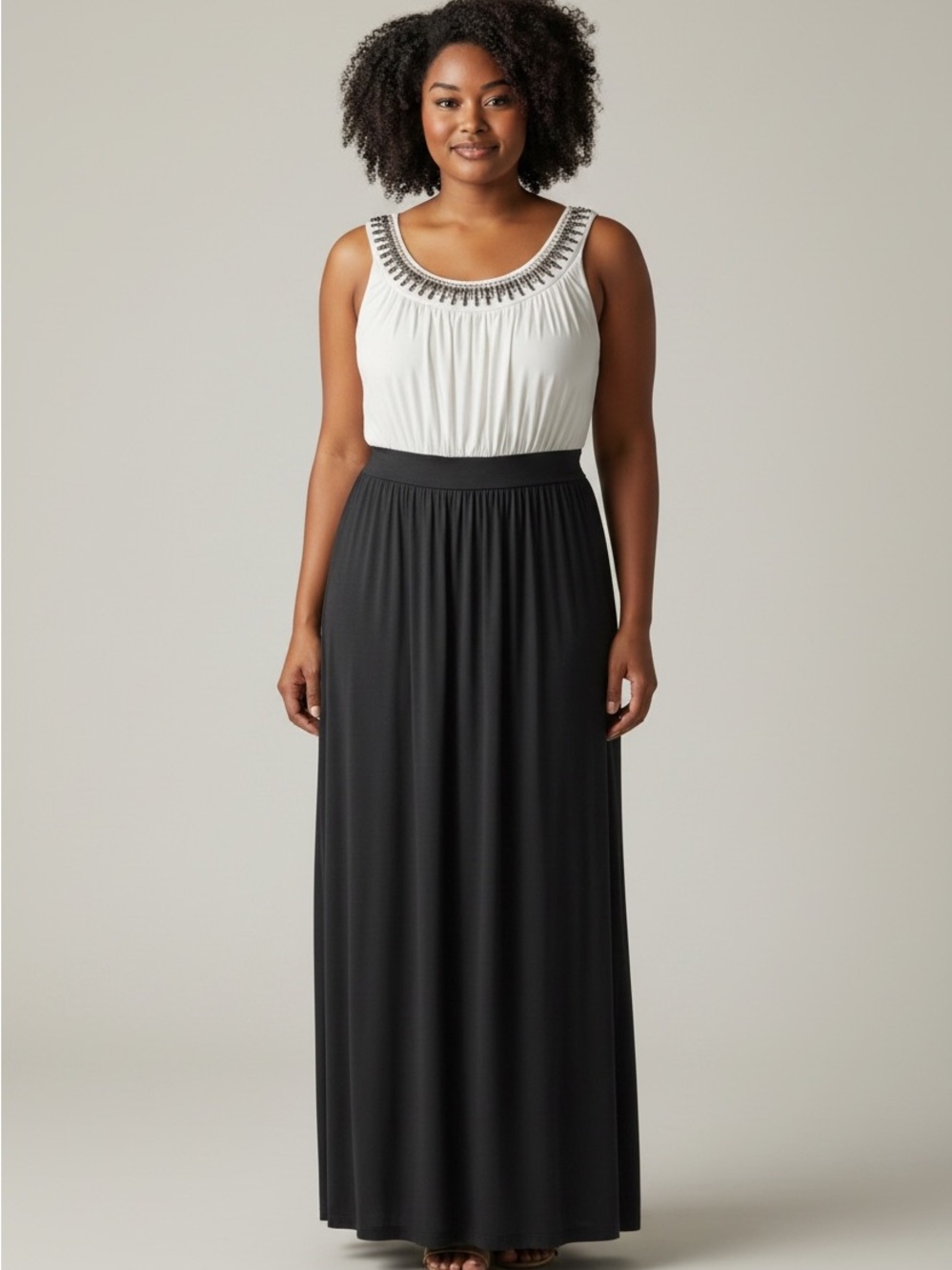 Black Maxi Skirt with Elastic Waistband